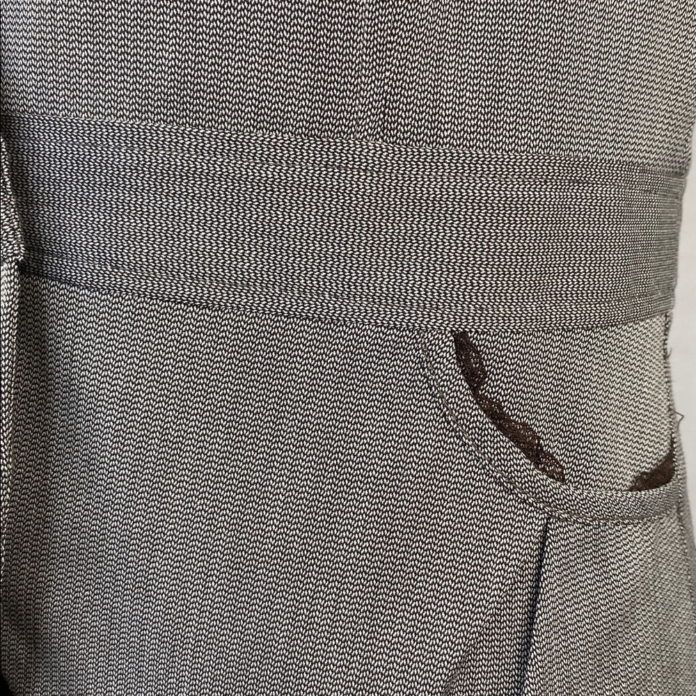 Vintage Y2K Studio Y Brown & White Pleated Short Sleeve Blazer Lace Trim Pockets - Picture 4 of 7